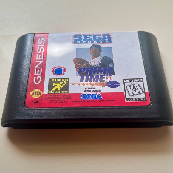 Sega Genesis Sports starring Deion Sanders Prime Time Football Game Cartridge - Picture 2 of 6